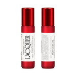 Front and back of Lacquer perfume oil roller in frosted red glass
