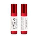 Front and back of Remains perfume oil roller in frosted red glass