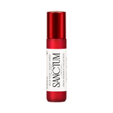 Sanctum perfume oil roller, blue sage and violet orris, in frosted red glass with a glossy red cap