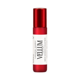Vellum perfume oil roller, labdanum and bamboo, in frosted red glass with a glossy red cap